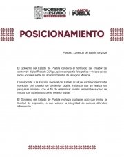 Gobierno de Puebla condena homicidio de Ricardo Z&uacute;&ntilde;iga