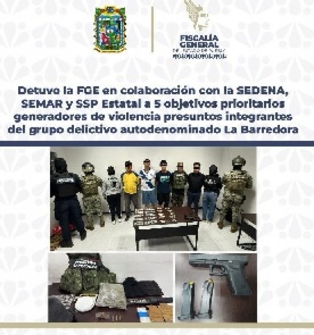 Caen 5 peligrosos delincuentes de “La Barredora”