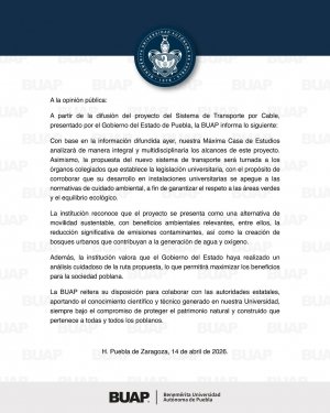 BUAP analizar&aacute; de forma integral proyecto de transporte por cable en Puebla