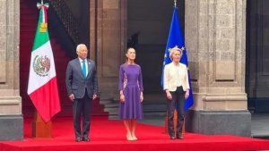 Sheinbaum Se Re&uacute;ne con L&iacute;deres de la Uni&oacute;n Europea en Palacio Nacional