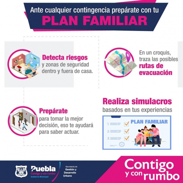 Ayuntamiento de Puebla invita a preparar plan familiar de Protección Civil
