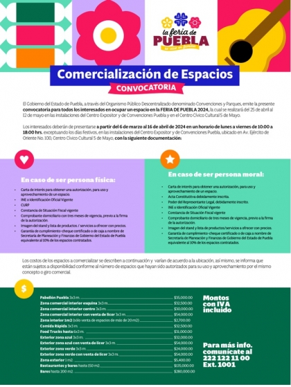 ¿Quieres vender en la Feria de Puebla 2024? Esto debes pagar por un stand y así puedes registrarte