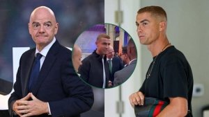 Cristiano Ronaldo pone cara de asco junto a Gianni Infantino y se vuelve viral