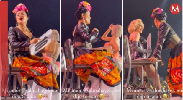 Salma Hayek tuvo amoroso gesto con fan durante el concierto de Madonna en México | VIDEO