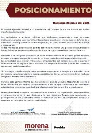 Morena Puebla remite al CEN informe sobre encuentro juvenil y reitera llamado a la neutralidad
