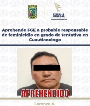 Aprehende FGE a probable responsable de feminicidio en grado de tentativa en Cuautlancingo