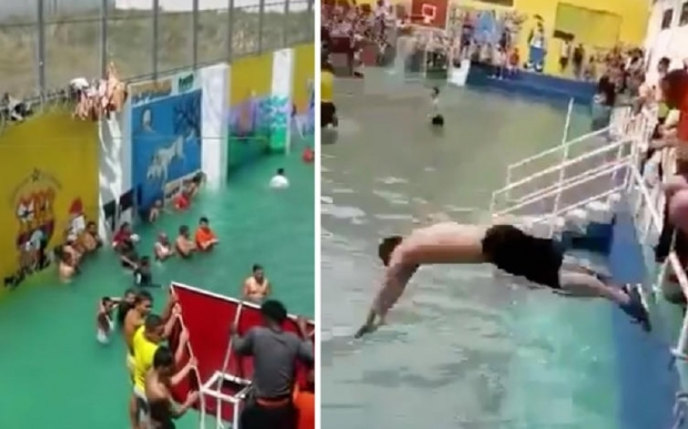 Prisión en Ecuador se inunda y los reos la utilizan como piscina y se ponen a nadar