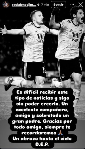 Raúl Jiménez emite desgarrador mensaje por la muerte de Diogo Jota