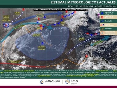 Lluvias fuertes sobre Coahuila y Nuevo Le&oacute;n, adem&aacute;s de viento fuerte con tolvaneras y torbellinos en el norte y noreste del pa&iacute;s