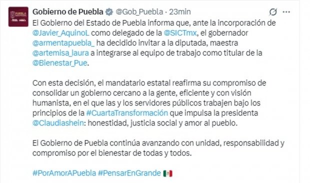 Laura Artemisa dejará el Congreso para asumir la Secretaría de Bienestar