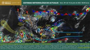Se pronostican lluvias puntuales muy fuertes en zonas de Chihuahua, Coahuila, Durango, Veracruz, Oaxaca y Chiapas