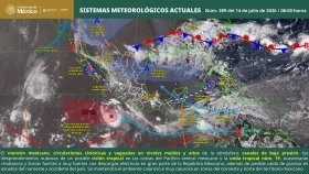 Lluvias puntuales muy fuertes en Sonora, Chihuahua, Coahuila, Sinaloa, Durango, Jalisco, Colima, Michoac&aacute;n, Oaxaca, Chiapas y Veracruz