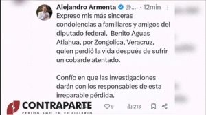 Armenta envía condolencias por atentado a diputado federal