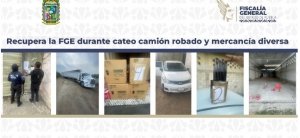 Recupera la FGE durante cateo camión robado y mercancía diversa
