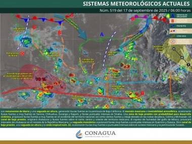 Lluvias intensas en zonas de Sinaloa, Veracruz, Guerrero, Oaxaca y Chiapas